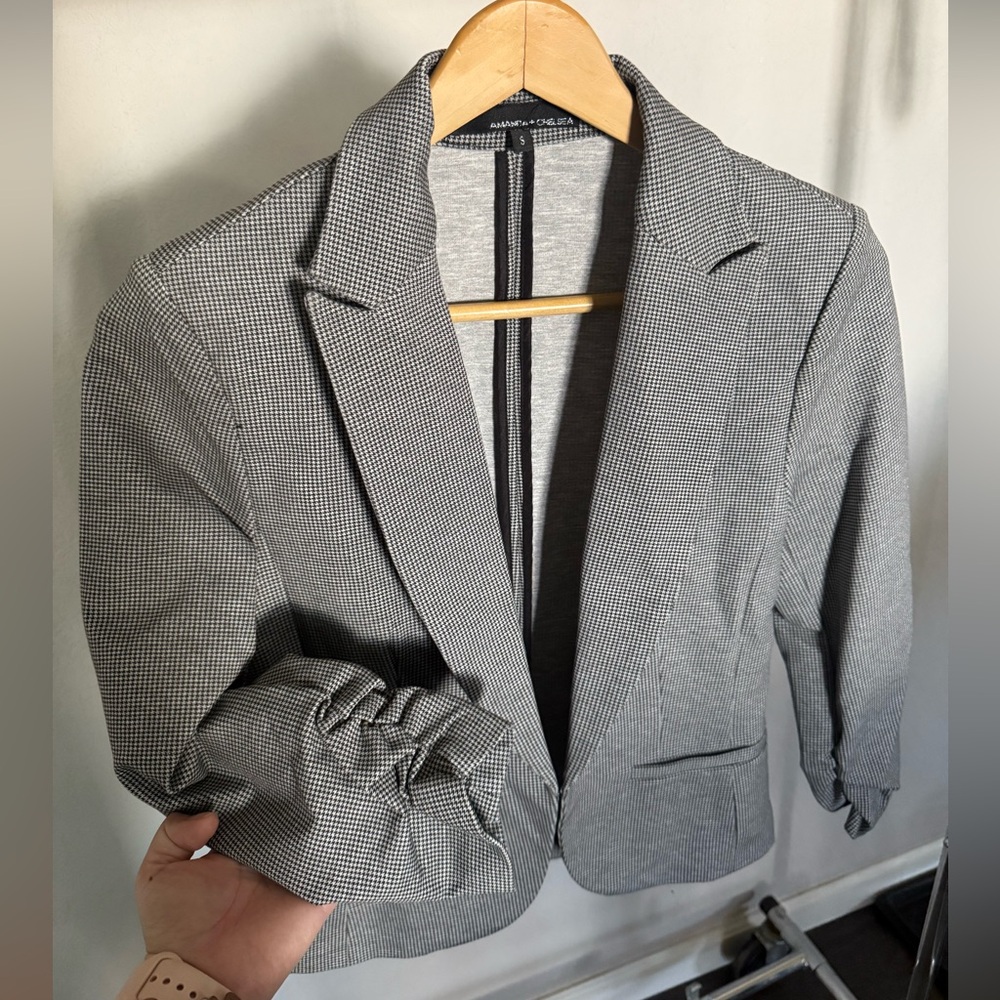 Amanda & Chelsea Black and White Checkered Blazer